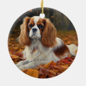 Cavalier King in de herfst laat Herfst inspireren Keramisch Ornament (Achterkant)