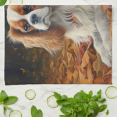Cavalier King in de herfst laat Herfst inspireren Theedoek (Gevouwen)