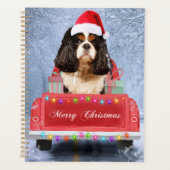 Cavalier King in Snow, zittend in kersttruck Planner (Voorkant)