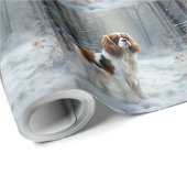 Cavalier King Laat het Sneeuwen Kerst Borstel Cadeaupapier (Rol Hoek)