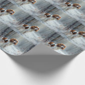 Cavalier King Laat het Sneeuwen Kerst Borstel Cadeaupapier (Hoek)