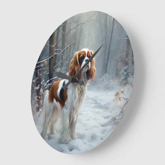 Cavalier King Laat het Sneeuwen Kerst Borstel Grote Klok (Hoek)