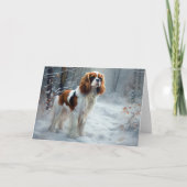 Cavalier King Laat het Sneeuwen Kerst Borstel  Kaart (Voorkant)