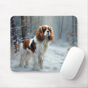 Cavalier King Laat het Sneeuwen Kerst Borstel  Muismat