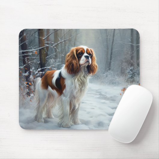 Cavalier King Laat het Sneeuwen Kerst Borstel  Muismat (Met muis)