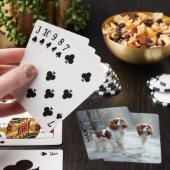 Cavalier King Laat het Sneeuwen Kerst Borstel  Pokerkaarten (Insitu)