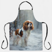 Cavalier King Laat het Sneeuwen Kerst Borstel Schort (Voorkant)