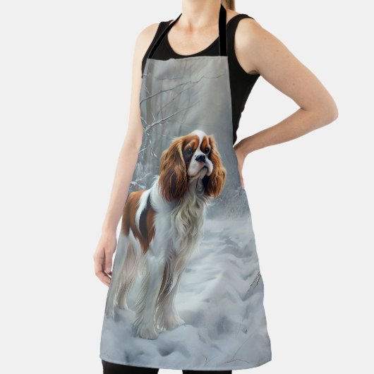 Cavalier King Laat het Sneeuwen Kerst Borstel Schort (Insitu)