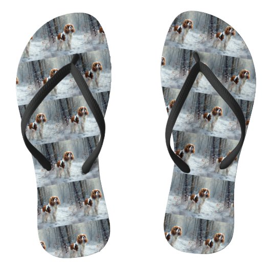 Cavalier King Laat het Sneeuwen Kerst Borstel Teenslippers (Voetbed)