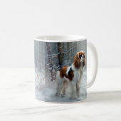 Cavalier King Laat het Sneeuwen Kerst Borstelend Koffiemok (Voorkant rechts)