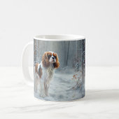 Cavalier King Laat het Sneeuwen Kerst Borstelend Koffiemok (Voorkant links)
