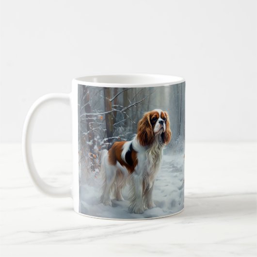 Cavalier King Laat het Sneeuwen Kerst Borstelend Koffiemok (Links)