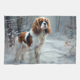 Cavalier King Laat het Sneeuwen Kerst Borstelend Theedoek
