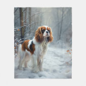 Cavalier King Laat het Sneeuwen Kerst Borstelhaar Fleece Deken (Voorkant)
