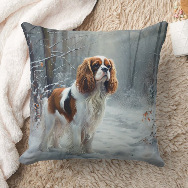 Cavalier King Laat het Sneeuwen Kerst Borstelhaar Kussen (Deken)