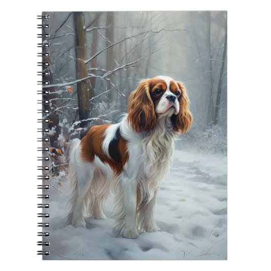 Cavalier King Laat het Sneeuwen Kerst Borstelhaar Notitieboek (Voorkant)