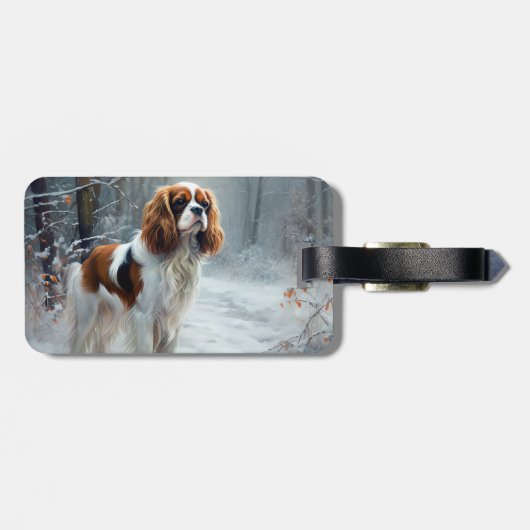 Cavalier King liet het sneeuwkerstborstel Bagagelabel (Achterkant horizontaal)
