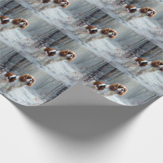 Cavalier King liet het sneeuwkerstborstel Cadeaupapier (Hoek)