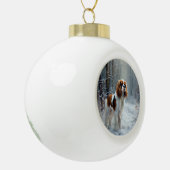 Cavalier King liet het sneeuwkerstborstel Keramische Bal Ornament (Links)