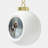 Cavalier King liet het sneeuwkerstborstel Keramische Bal Ornament (Rechts)