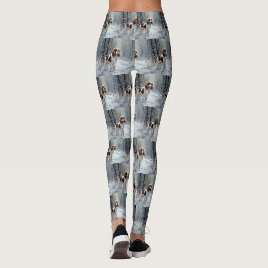 Cavalier King liet het sneeuwkerstborstel Leggings (Achterkant)