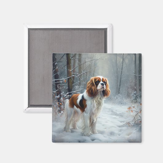 Cavalier King liet het sneeuwkerstborstel Magneet (Voorkant / Achterkant)