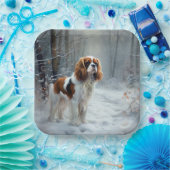 Cavalier King liet het sneeuwkerstborstel Papieren Bordje (Feest)