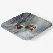 Cavalier King liet het sneeuwkerstborstel Papieren Bordje (Gebogen)