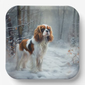 Cavalier King liet het sneeuwkerstborstel Papieren Bordje (Voorkant)