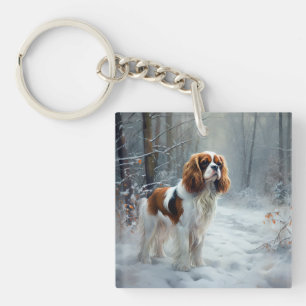 Cavalier King liet het sneeuwkerstborstel Sleutelhanger