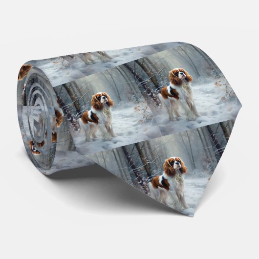 Cavalier King liet het sneeuwkerstborstel Stropdas (Opgerold)