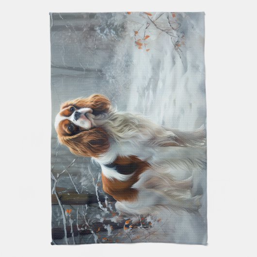 Cavalier King liet het sneeuwkerstborstel Theedoek (Verticaal)