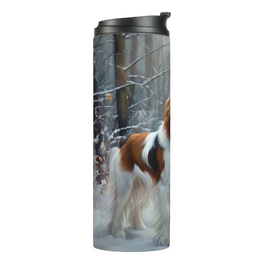 Cavalier King liet het sneeuwkerstborstel Thermosbeker (Gedraaid links)