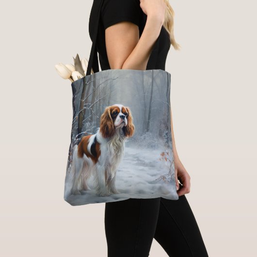 Cavalier King liet het sneeuwkerstborstel Tote Bag (Dichtbij)