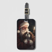 Cavalier King met Kerstman Feestelijke Kerstmis Bagagelabel (Voorkant (verticaal))