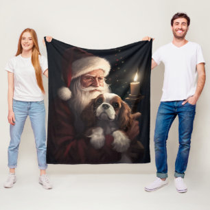 Cavalier King met Kerstman Feestelijke Kerstmis Fleece Deken