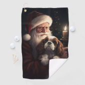Cavalier King met Kerstman Feestelijke Kerstmis Golfhanddoek (Insitu)