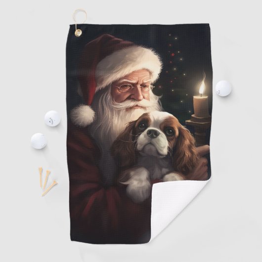 Cavalier King met Kerstman Feestelijke Kerstmis Golfhanddoek (Insitu)