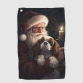 Cavalier King met Kerstman Feestelijke Kerstmis Golfhanddoek (Voorkant)