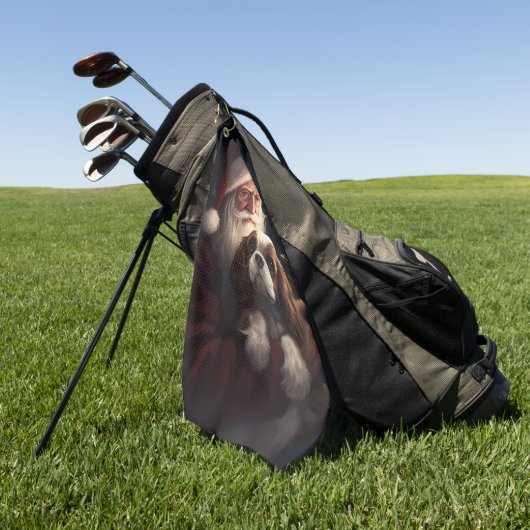 Cavalier King met Kerstman Feestelijke Kerstmis Golfhanddoek (Groen)