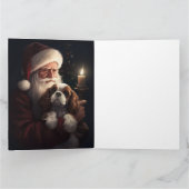 Cavalier King met Kerstman Feestelijke Kerstmis Kaart (Binnen)