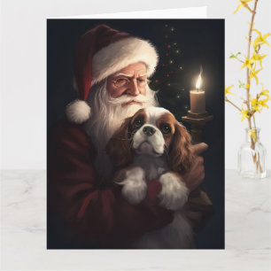 Cavalier King met Kerstman Feestelijke Kerstmis Kaart