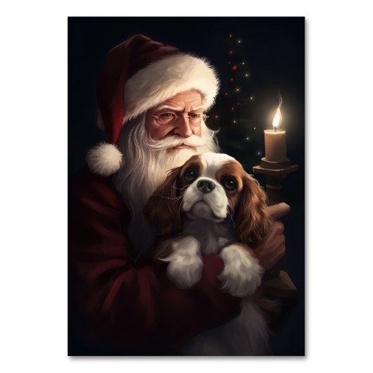 Cavalier King met Kerstman Feestelijke Kerstmis Kaart (Voorkant)