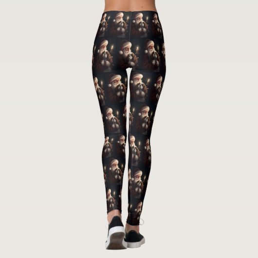 Cavalier King met Kerstman Feestelijke Kerstmis Leggings (Achterkant)
