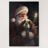 Cavalier King met Kerstman Feestelijke Kerstmis Legpuzzel (Verticaal)