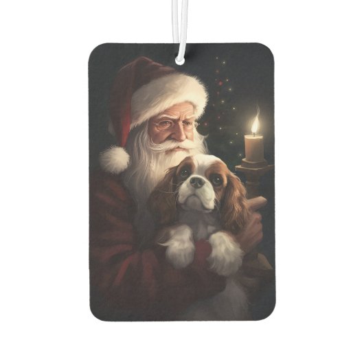 Cavalier King met Kerstman Feestelijke Kerstmis Luchtverfrisser (Achterkant)