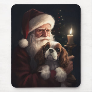 Cavalier King met Kerstman Feestelijke Kerstmis Muismat