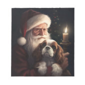 Cavalier King met Kerstman Feestelijke Kerstmis Notitieblok (Voorkant)