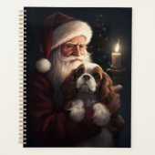 Cavalier King met Kerstman Feestelijke Kerstmis Planner (Voorkant)