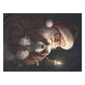 Cavalier King met Kerstman Feestelijke Kerstmis Tafelkleed (Voorkant (Horizontaal))